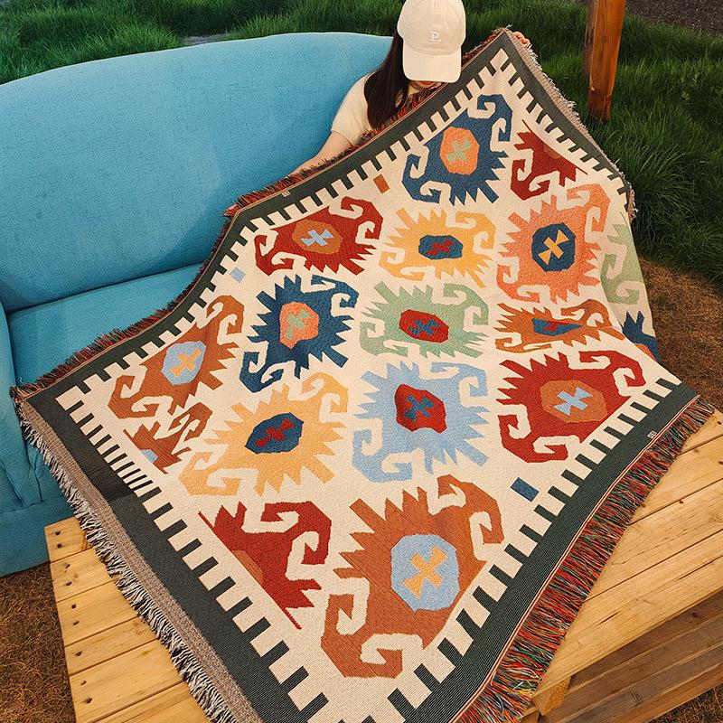 American yarn-dyed graffiti master illustration single double sofa blanket decorative tapestry casual blanket sofa towel sofa cushion