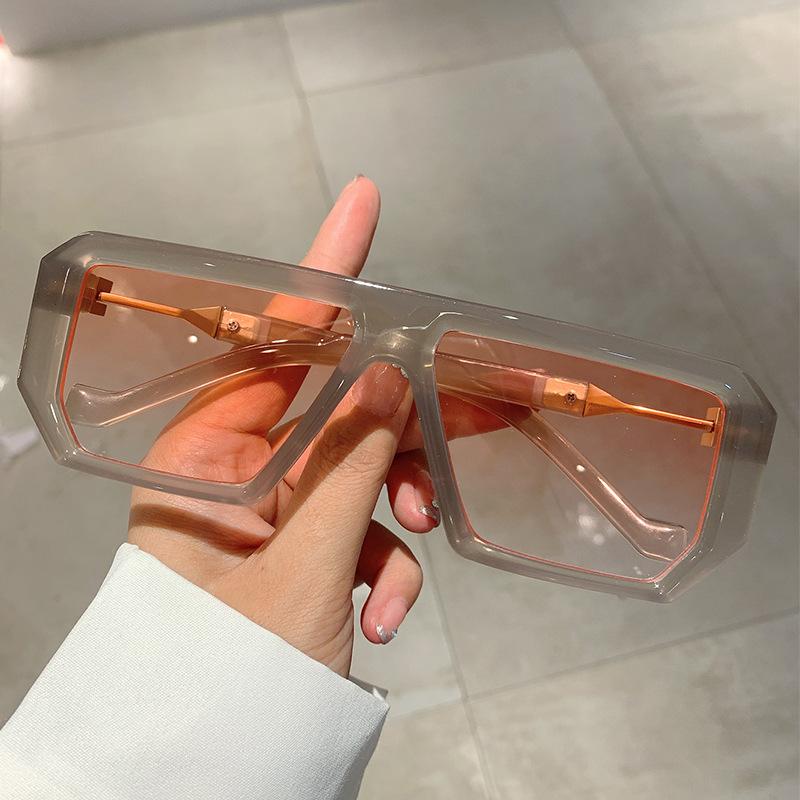 Big Frame Square Sunglasses Women Vintage Trendy Oversized Flat Top Sun Glasses For Men Punk Luxury Brand Designer Pink Shades