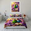 Colorful Birds And Orchid Decor Exquisite Three-Piece Bedding Set Gift For Kids And Adults
