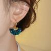 1 Pair of Vintage Elegant and Unique Exaggerated High-End Fashion Geometric Fan-Shaped Niche Design Dangle Earrings