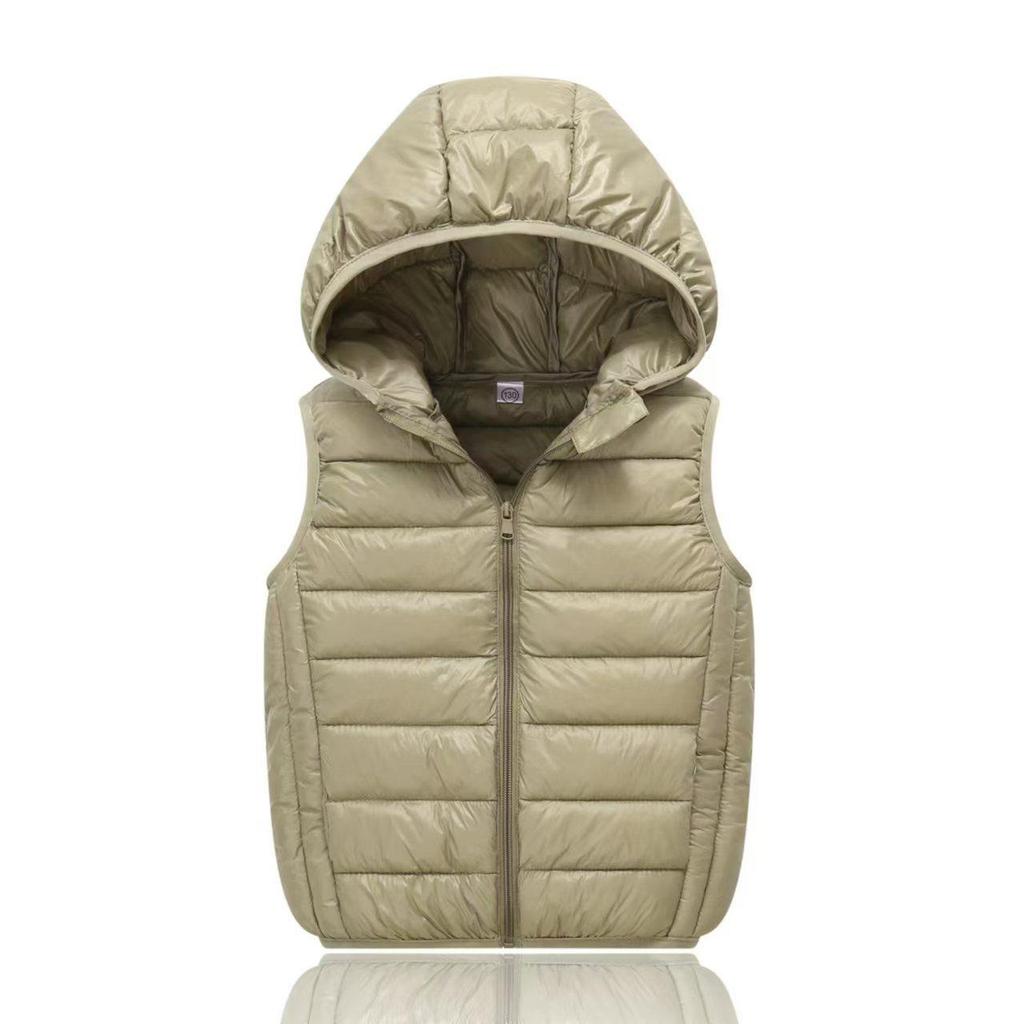 Kids' Korean-Style Hooded Down Cotton Vest for Autumn/Winter