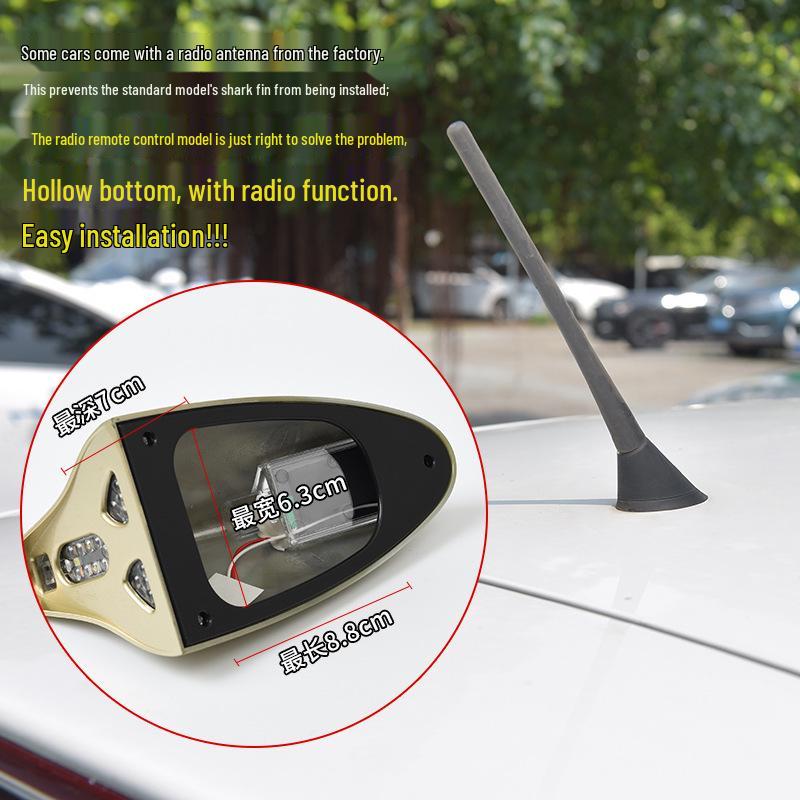 Remote-Control LED Solar Shark Fin Antenna for Car Decoration