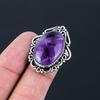 Oval Star Amethyst Stone Handcrafted Statement New Ring 925 Sterling Silver US 6