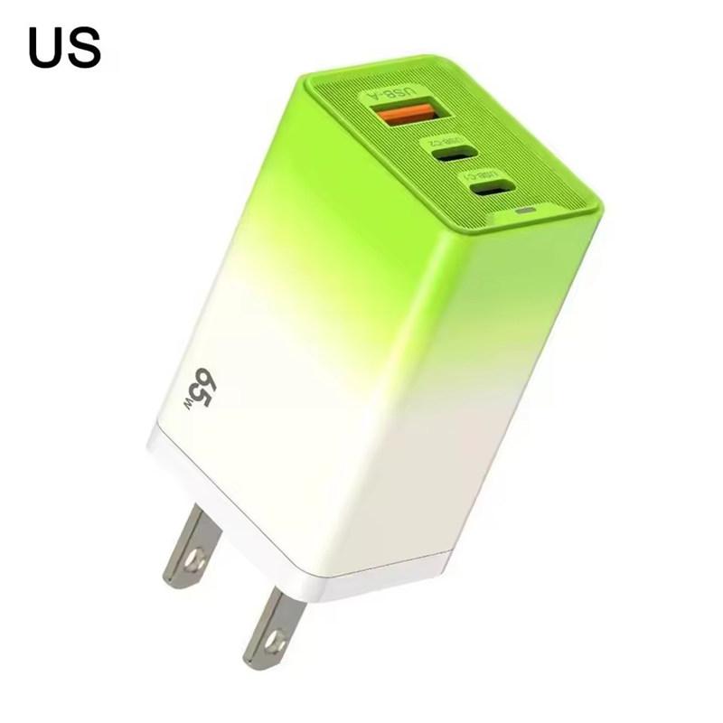 USB Type C Charger With Gradient Shell 65W Fast Charging 3-Port USB-C USB-A Adapter Plug For EU/US For iPhone