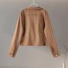Zipper Short Jacket Lapel Slant Zipper Deerskin Thin Velvet Top Women's Long Sleeves Slim Coat Casual New Fashion Autumn