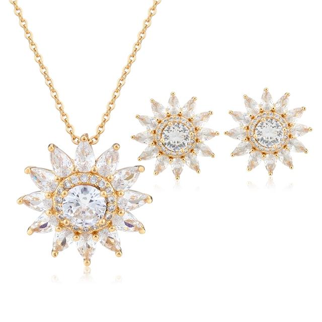 Schmuck Frauen Halskette Ohrringe Set Luxus Qualität Luxe Zubehör Feine Zirkonia Champagner Mode Jewelri Cubic Hohe Großhandel