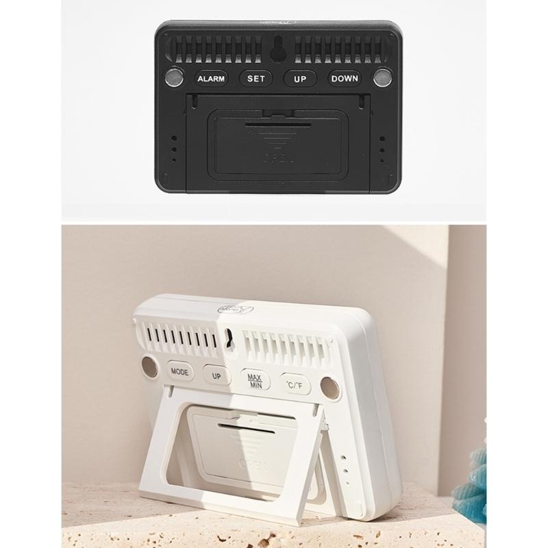 Magnetische Hänge-Digitaluhr mit Innenraumtemperatur- und Luftfeuchtigkeitsanzeige Großer LCD-Bildschirm für Schreibtisch, Wand, Kühlschrank