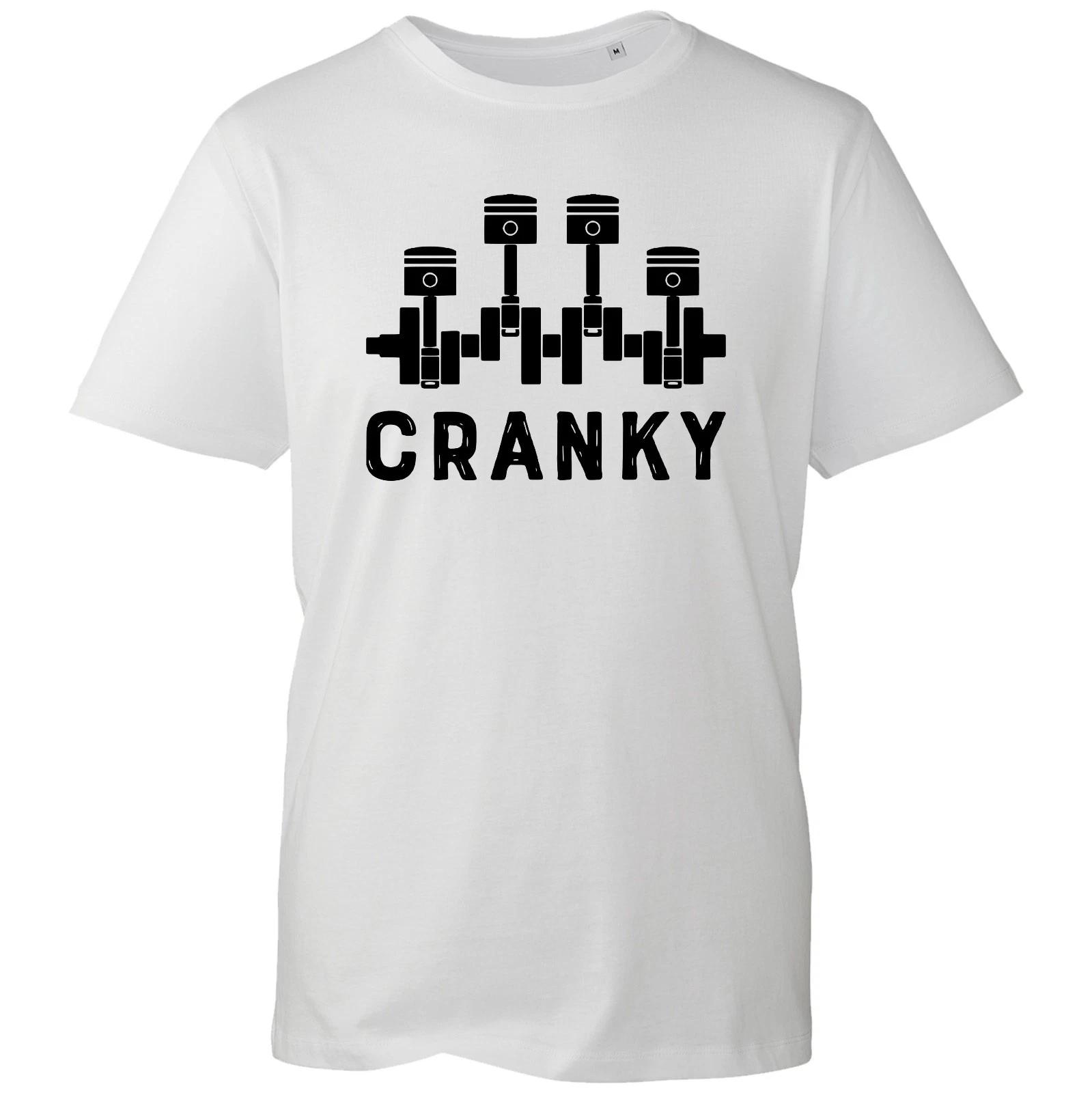 Cranky T-shirt Car Lovers Mechanics Engine Part Printed Top Mens Unisex Gift Tee S