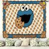 Cookie Monster Wall Tapestry Aesthetic Wall Hanging Printed Fabric Blanket Decorative Tapestries for Bedroom Living Room Home Decor