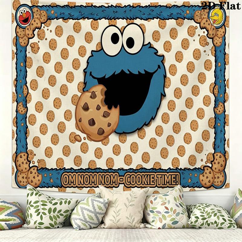 Cookie Monster Wall Tapestry Aesthetic Wall Hanging Printed Fabric Blanket Decorative Tapestries for Bedroom Living Room Home Decor