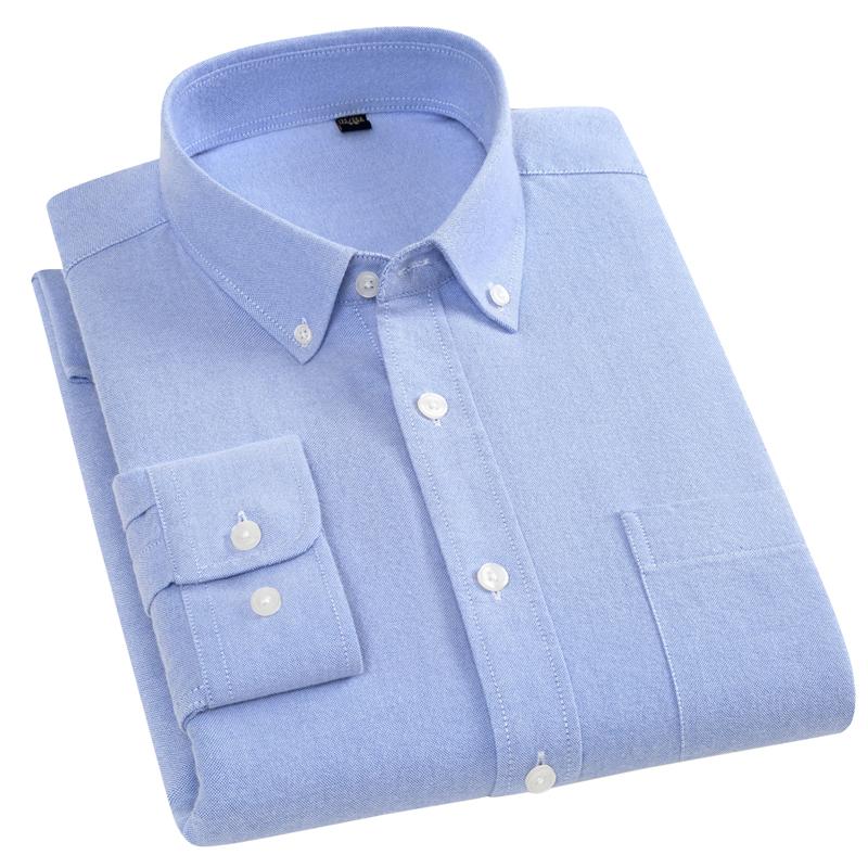 100% Cotton Brushed Fabric Long Sleeve Men Solid Shirts Comfortable Autumn Spring Business Office Male Tops 38