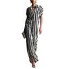 Women's Summer Casual Loose Fit V Neck Maxi Dress Button Down Front Short Sleeve Lightweight Long Dress