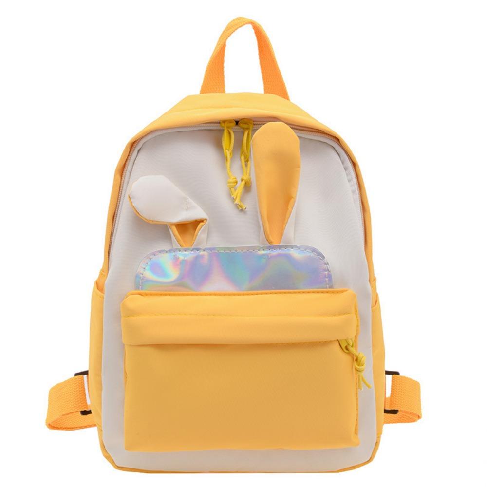 

Легкий школярський рюкзак із полотняної тканини для дівчинки. Рюкзак у корейській версії з кролячими вушками для хлопчиків і дівчаток жовтий