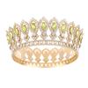 Round Princess Queen Tiara European Crystal Full Crown Metal Bridal Wedding Crowns  Birthday Party
