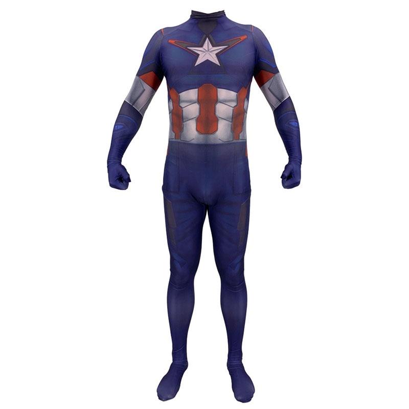 Och lättviktig Avengers Captain America Steve Rogers Zentai-kostym**