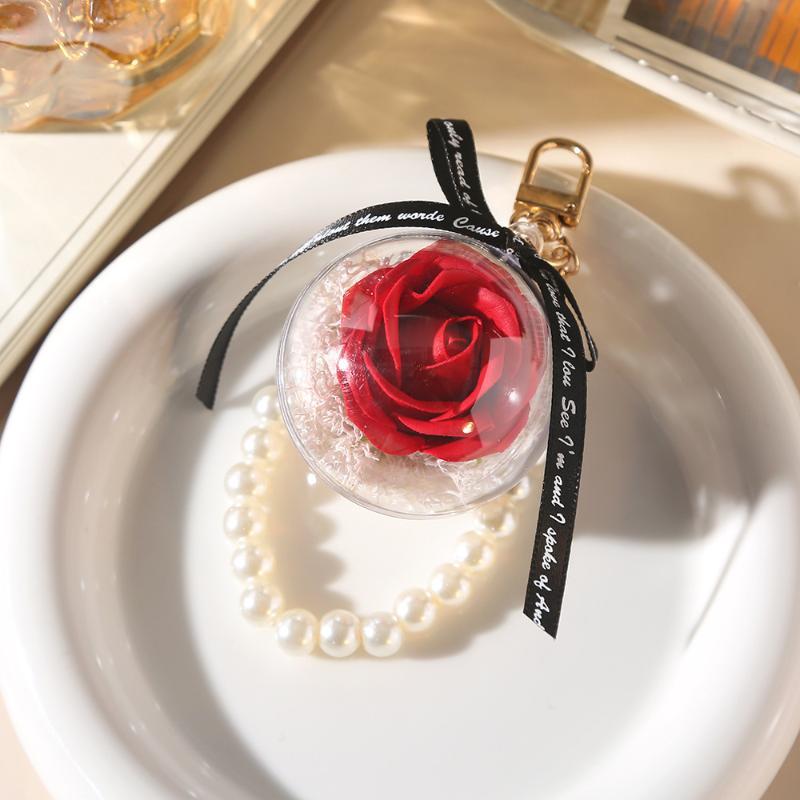 1Pcs Fashion Colorful Fairy Forever Rose Flower Keychains Lover Key Chain Jewelry Flower Hanging Keychain Romantic Gifts