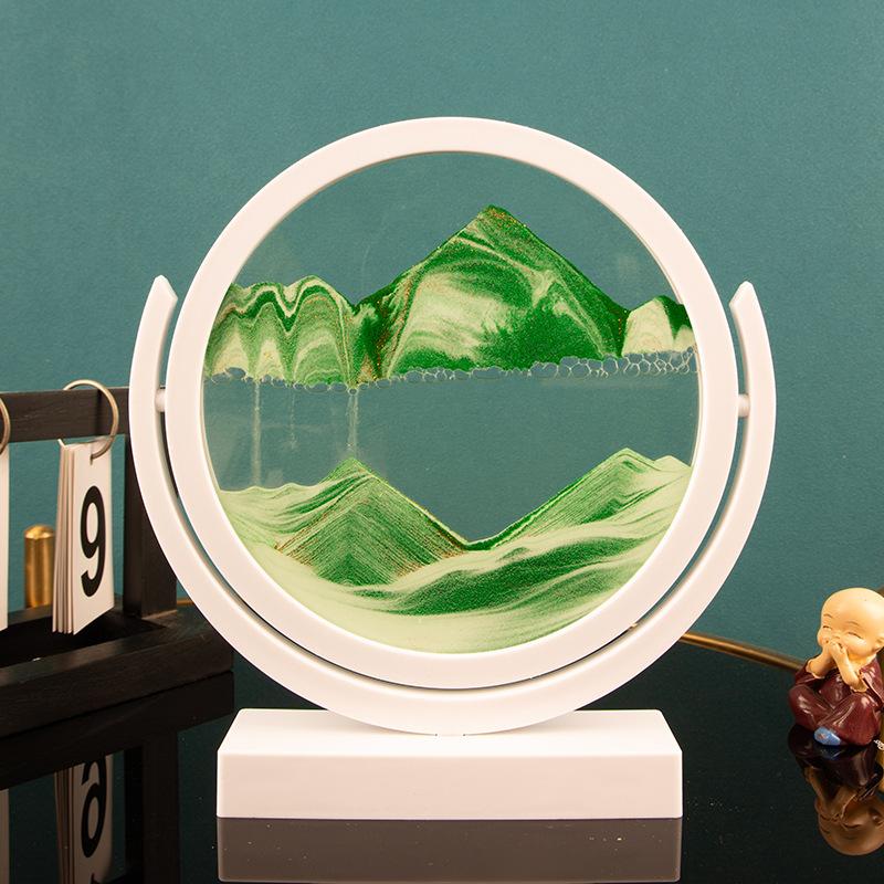 Rotatable Sandscape Moving Sand Art Picture Round Glass Deep Sea 3D Hourglass Quicksand Flowing Sand Painting Home Decor Gifts