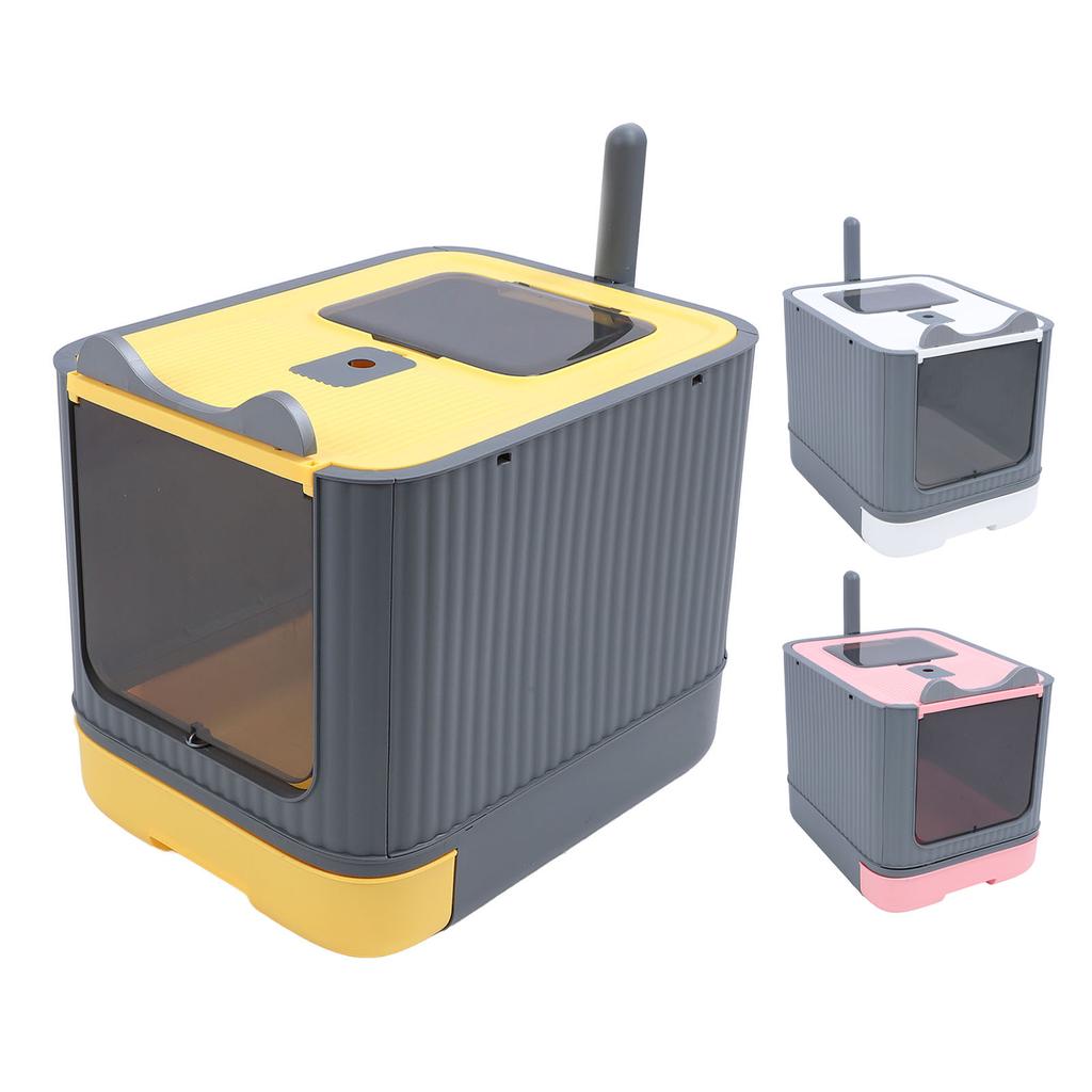 Enclosed Cat Litter Box Large Capacity Top Entry Odor Control Plastic Covered Kitty Litter Box for H