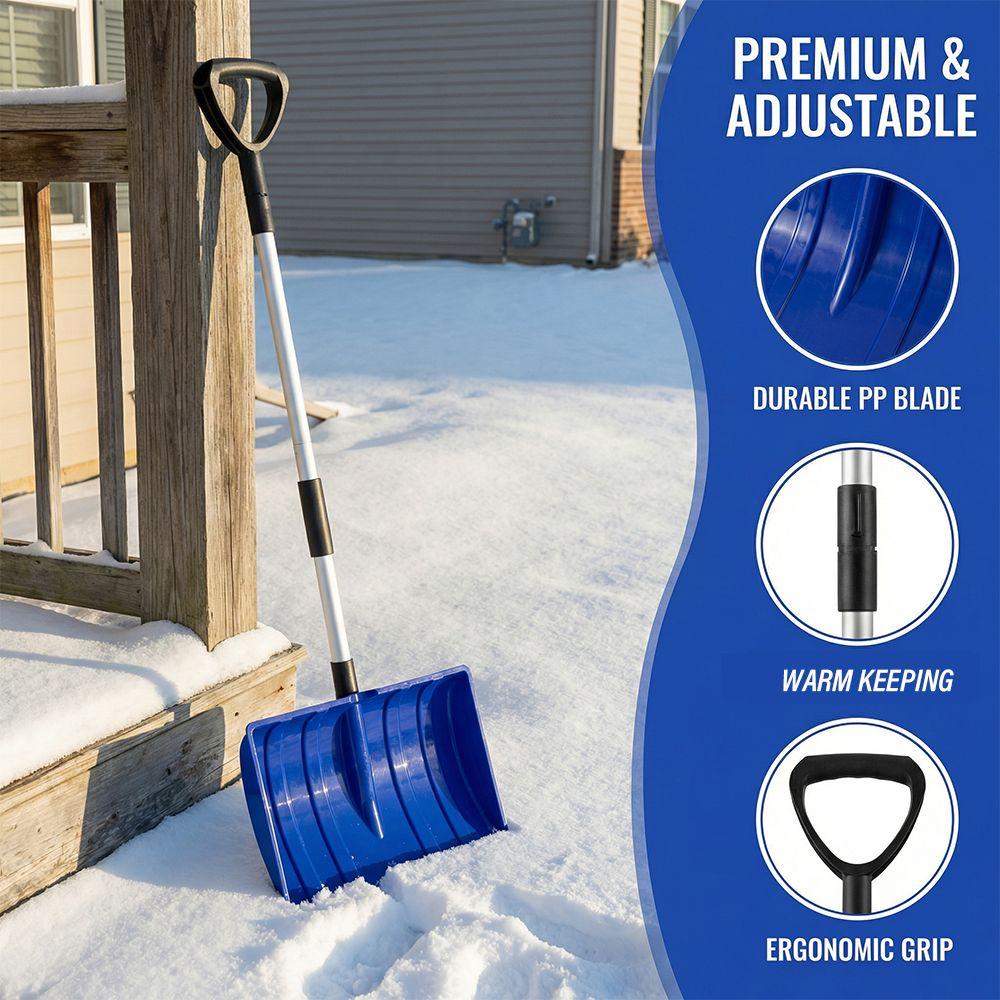 Aluminum+PP Snow Shovel Large Capacity Detachable Handle Portable Snow Shovel Lightweight Wide Scoop Detachable Snow Shovel