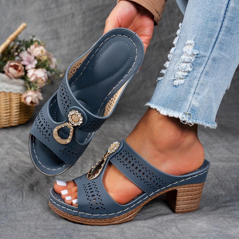 Neue Sommer Damen Übergröße Peeptoe Keilsandalen Dicker Absatz Lässiger Stil