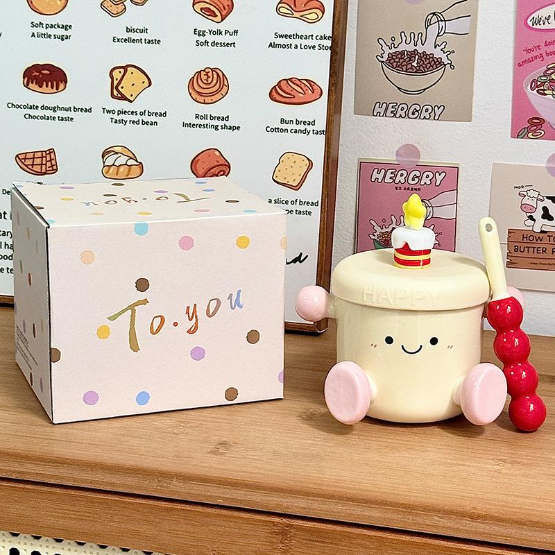 

Cute Cup Ceramic Mug Souvenir Water Cup Household Couple Cup Birthday Gift Girls Teacher s Day Gift 301-400ml