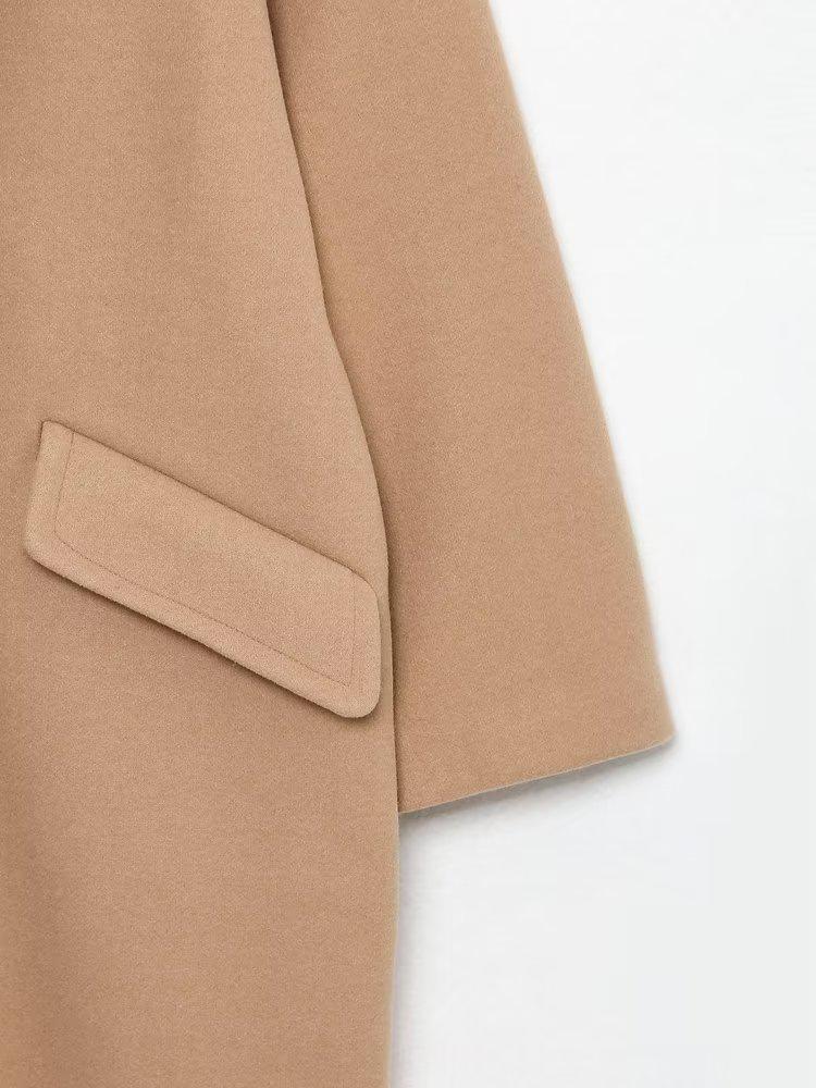 2023 Autumn/Winter Women's European-American Double-Breasted Mid-Length Loose Coat