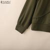 ZANZEA Women Casual Round Neck Loose Autumn Long Sleeve Blouse
