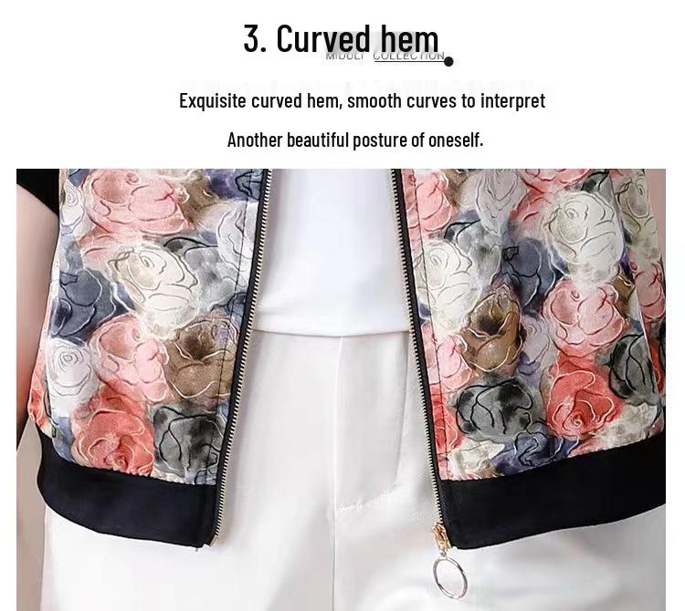 Women's Summer Chiffon Cardigan: Lightweight, Sun Protection, Petite, Age-Reducing, Easy To Match, Printed Design, Baseball Style.