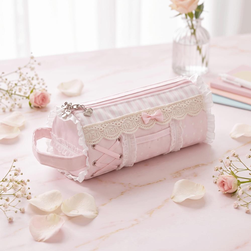 Ruffle Lace Pencil Case INS Style Stationery Pen Bag Makeup Bag Pencil Pouch Girls