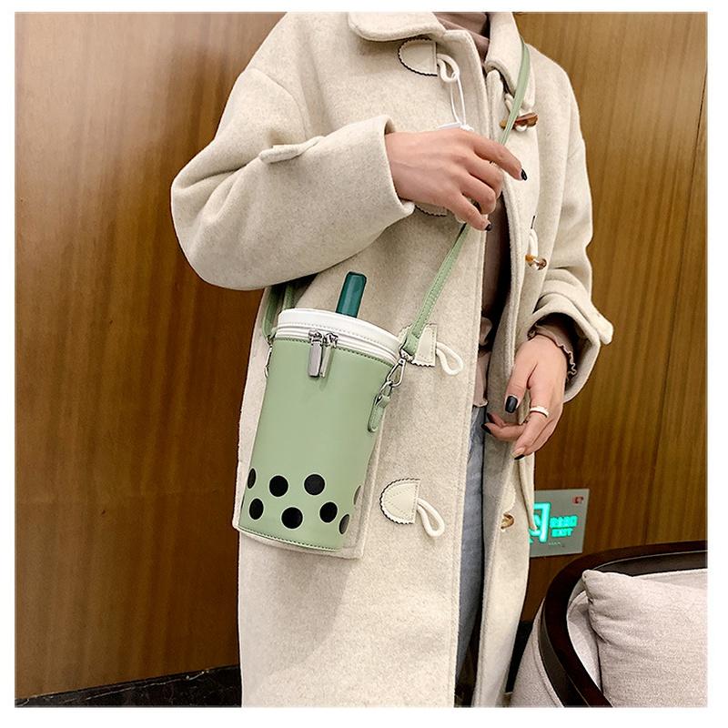 Creative Texture Milk Tea Small Bag Personality Cute Cartoon Style Autumn and Winter One-shoulder Messenger Mobile Phone Bag