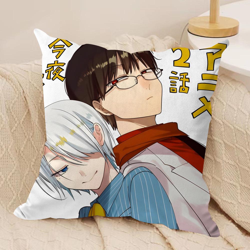 Y-YOUKAI GAKKOU NO SENSEI  Cushion Cover Silky Short Plush Sofa Pillow Cover Hidden Zipper Soft Dustproof Case for Home Decor