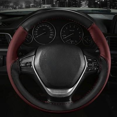 DIY Car Braid On Steering Wheel Cover Soft Fiber Leather Braid On the Steering-wheel of Car Protector Stitching Color