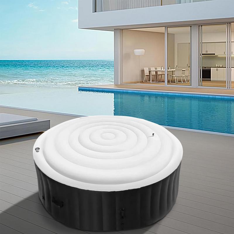 145 Cm Diameter Inflatable Cover Energy Saving Round Hot Tub Lid Outdoor Spa Pool Windproof Rain Overflow Thermal Cover