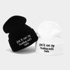 New personalized letter embroidered beanie autumn and winter women's tide simple fashion versatile warm knitted hat