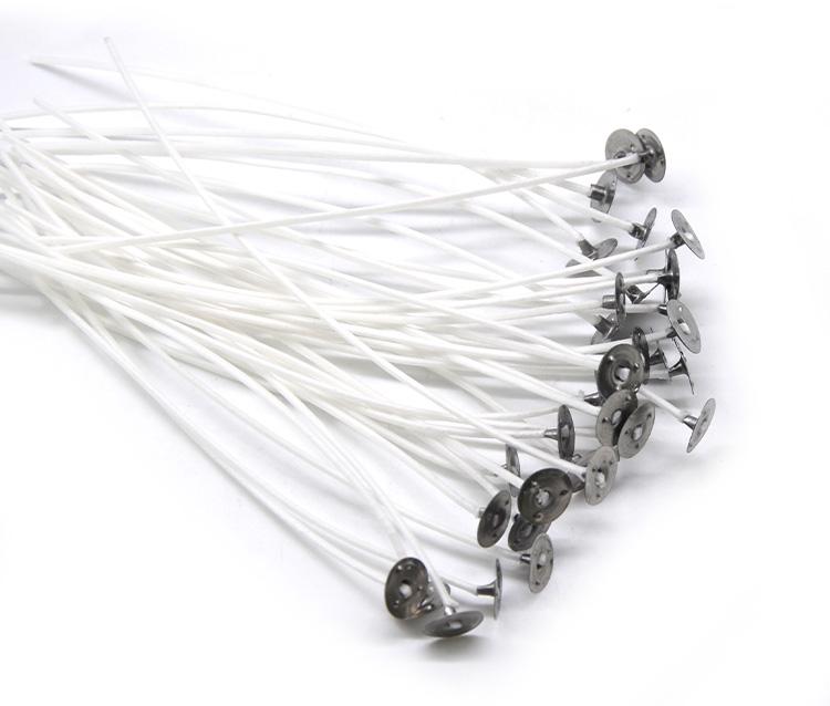W40M20 20cm Length Pre Waxed Pure Cotton Wick with Metal Base 100pcs in One Bag