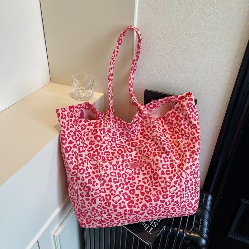 LEINWAND Hakenleiste Leopard Schultertaschen Neue Mode Große Kapazität Damen Handtaschen Verkauf 2026 Retro Design Pendler Damen Handtaschen