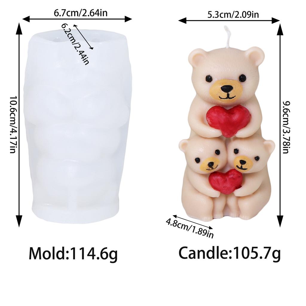 3D medvídek silikonová forma na svíčky zvířátka roztomilý pár medvídků forma na epoxidovou pryskyřici domácí dekorace nástroje na výrobu mýdla romantický svatební dar