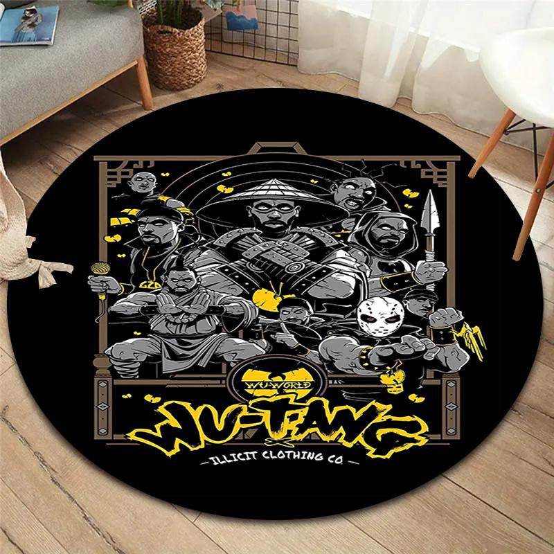 Okrągły dywan Wu-Tang Clan, Dywan do salonu, sypialni, przy sofie, pokoju zabaw, Mata podłogowa antypoślizgowa