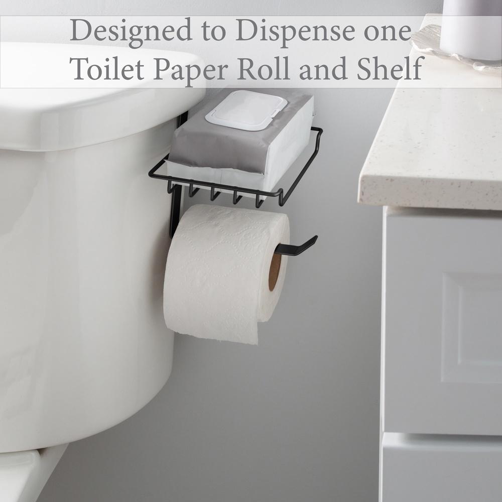 Over the Tank Tissue Dispenser with Shelf Wipes Phone Holder Easy Installation Bathroom Storage Solution