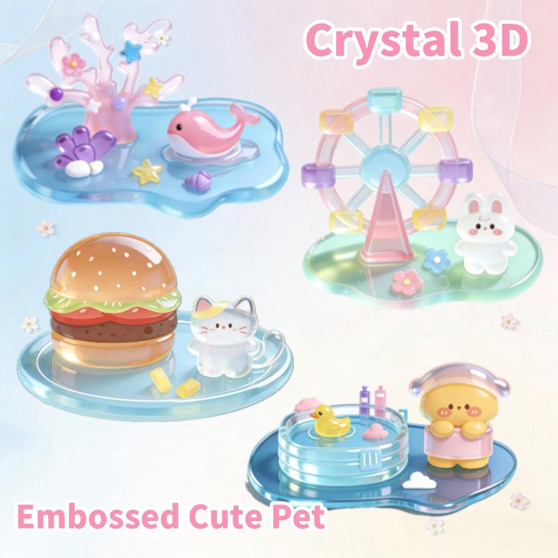 Cartoon 3D Relief Sticker Stacking Game Girl Handmade Diy Small Ornaments 3D Stress Relief Decorative Stickers Gift