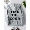 Women's Loose Hoodie with Letter Print and Kangaroo Pocket