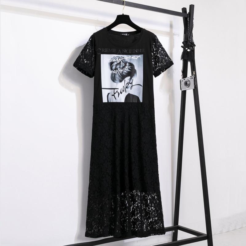 

Плюс Размер Женщин Новое Модное Кружевное Утягивающее Платье Средней Длины 5XL чёрный