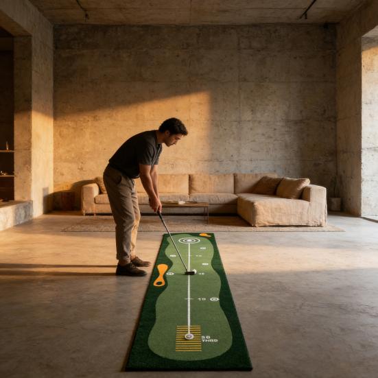 Golf Putting Mat Foldable Putting Green Indoor And Outdoor Putting Practice Mat with Anti-Slip Backing for Home Office Room Backyard Use