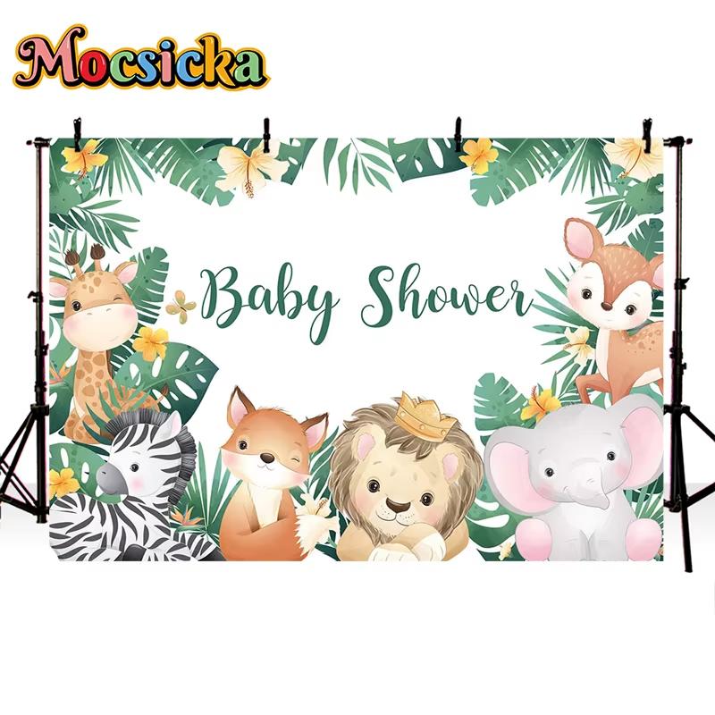Mocsicka 1st Birthday Party Backdrop Forest Jungle Dinosaur Decoration Baby Portrait Photo Banner Studio Photography Background