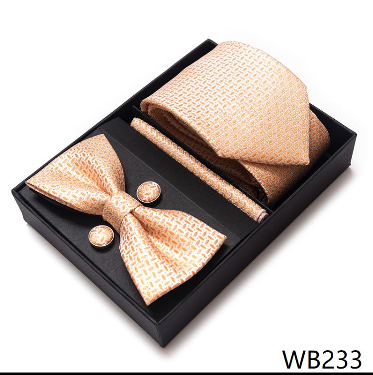 Men'S Business Dress Party Tie Gift Box Fashion Tie Square Scarf Combination Set Tie Bow Tie Set