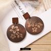 Vintage brown coffee wood stud earrings niche Maillard exaggerated round earrings earrings earrings women