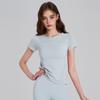 Women's Slim-Fit Knit Yoga Tee - One-Piece, Short Sleeve, Casual Outdoor Sports Top