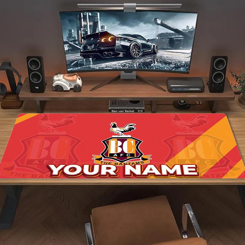 Custom Name Bradford City Afc Mouse Pad Large Gaming Table Cushion Non-slip Laptop Tablet Big Mousepad XXL Mat Mini PC Playmat With Lock edge