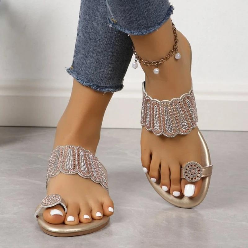 Fashion Hot Sale Shoes Female 2024 Summer Fashion Women's Flat Slippers Anti-slip and Wear-resistant Ladies Flip Flops Large Size 36-43