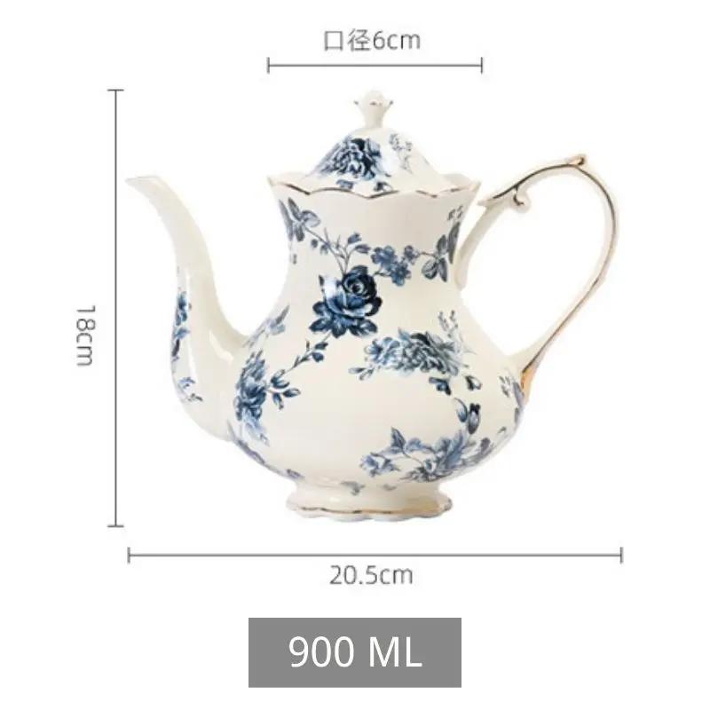 Evropská Bone China Čajová sada Anglický odpolední čajový set Čajová konvice Vysoce kvalitní porcelánová konvice na kávu